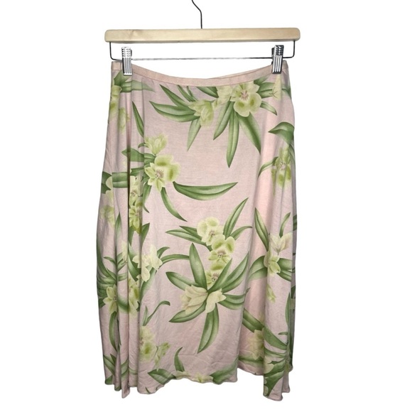 Tommy Bahama Cream and Green Floral Midi Skirt - Picture 3 of 9